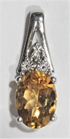 $200. SS Citrine Diamond Pendant
