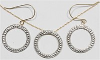 $500. 10K Circle Earring Necklace Set