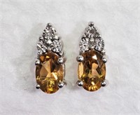 $300. SS Citrine Diamond Earrings