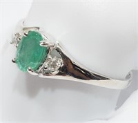 $1199. 10K Emerald Diamond Ring