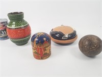 Vase West Germany, boîte en bois et cendrier