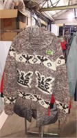 HAND KNIT ZIP FRONT SWEATER THUNDERBIRD SIZE L