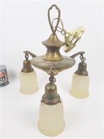 Lustre à trois lumières en laiton (vintage)