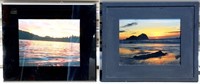 Two Large Framed Photos Lake & Beach Scene