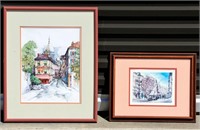 2 Small Framed Prints France & Barcelona