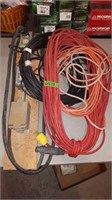 PILE OF EXTENTION CORDS, COAXIAL CABLE, POWER GANG