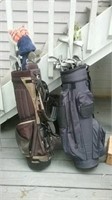 Lot of estate clubs and golf bags