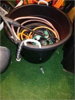 Bucket with hoses