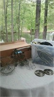 Misc lot of lamp pieces and bicycle parts
