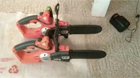 Set of black and Decker cordless chainsaws