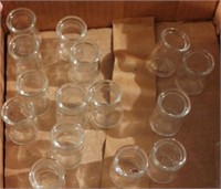 64 round glass creamers, no markings; box has