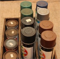 wdn tray of asstd paints & spray paints