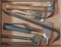 flat -- asstd tools - claw hammer, crow bar, "EST
