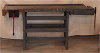 work bench, adj vise end w/tool trough, 32.5" h