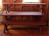 3 pcs --picnic table & benches (weathered & loose)
