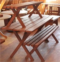 picnic table w/2 benches, approx 70" x 28.5",