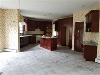 Kitchen cabinets, center island and counter