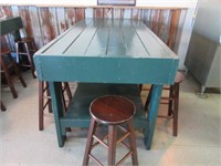 Table with 7 stools 75" x 36" tall 36 inches