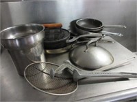 Several frying pan's, skillet, press