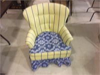 YELLOW AND BLUE STUFFED CHAIR
