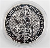 Coin 2016 Lion of England 2 Troy Ounce Silver