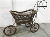 Antique wicker and metal carriage