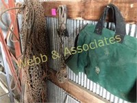 tractor chains, cable, and carrying case