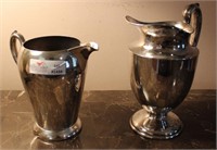 2 Unmatched Silver Plate Water Pitchers -