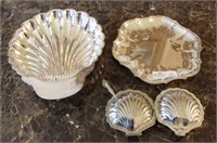 4 Unmatched Silver Plate - Rogers Shell Form Bowl