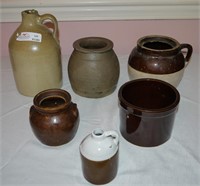 5 Unmatched Pottery Pieces - Small Cannig Jar /