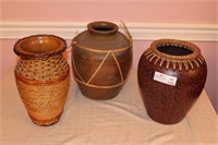 3 Unmatched Decorator Vase - Art Pottery 11 1/2"