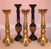 5 Unmatched Candle Stands - Pair 24" / Other 3 21