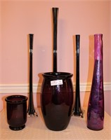 5 Unmatched Amethyst Art Glass - Set of Thin