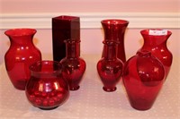 8 Ruby Glass Vase - Pair 8" / Pair 7" / Square