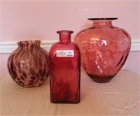 3 Unmatched Vase - Cranberry 14 1/4" / Cranberry