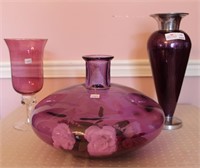 3 Unmatched Vase - Enamel over Metal Purple 16" /