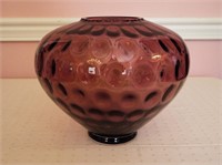 Art Glass Bulbous Vase, Amethyst, 9 1/2"H x 11