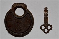 Antique Padlock And Key "Cyclops" - Working