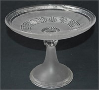 Antique Greek Key Frosted Crystal Cake Plate