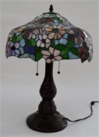 Tiffany Style Leaded Glass Floral Lamp