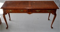 Vtg Burled Cherry Console Table