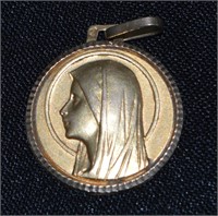 18kt Yellow Gold Religous Medallion/Pendant