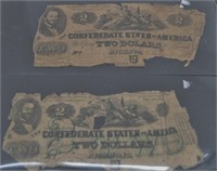 2 Pc. Confederate States of America $2 1862