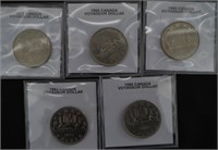 5pc. CAD Voyageur Dollar Coins 1968,69,72,80,83