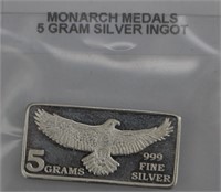 5 Gram Silver Ingot Monarch Medals