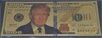 US $1000 Gold Plated Fantasy Note Trump