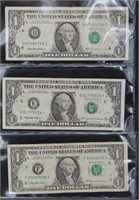 3pc. US Dollar Bills 1995,1999,1999