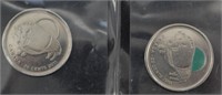 2 pc. CAD 25 cent Bison coins . 1 Coloured 2011