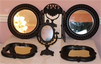 6 Decorator Mirrors, Ebonized - Pair of Round 14"