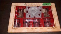 SHELL BOXED COFFEE SET ETCHED GLASS WITH RED DOTS